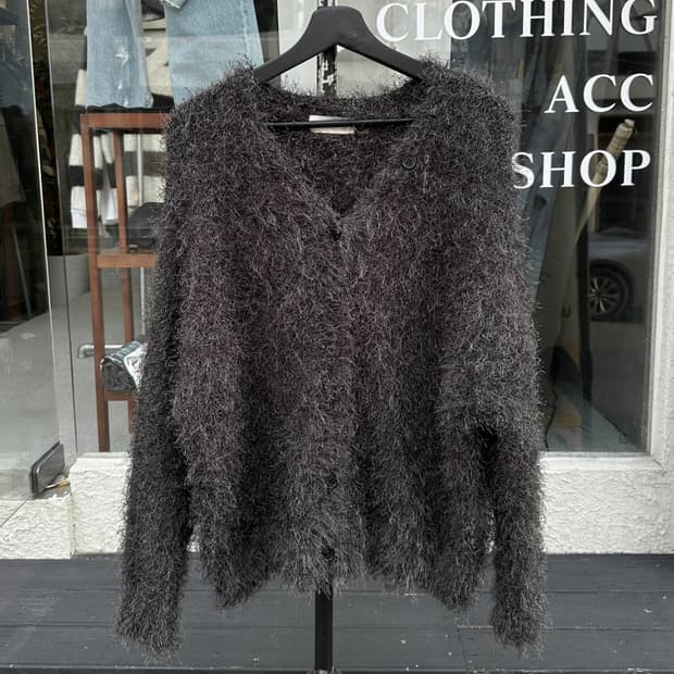 grunge charcoal hairy cardigan
