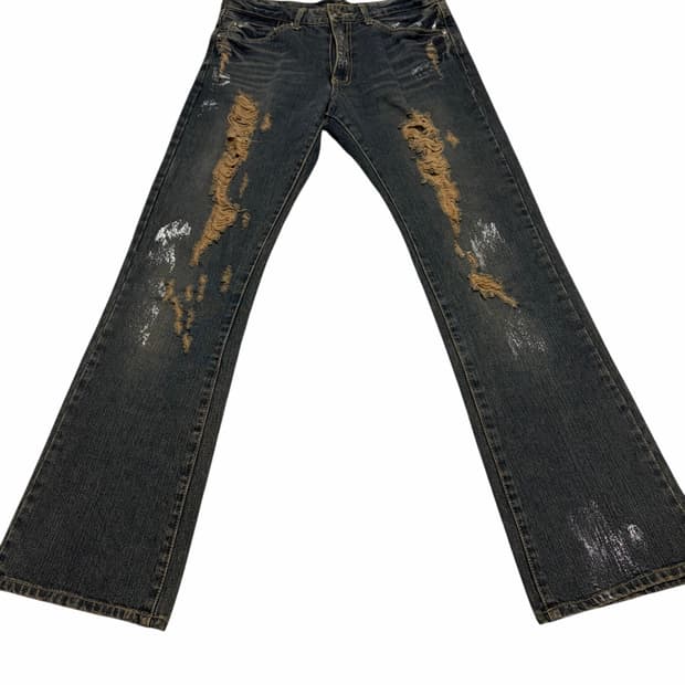 Metalic Paint Distressed Jeans
