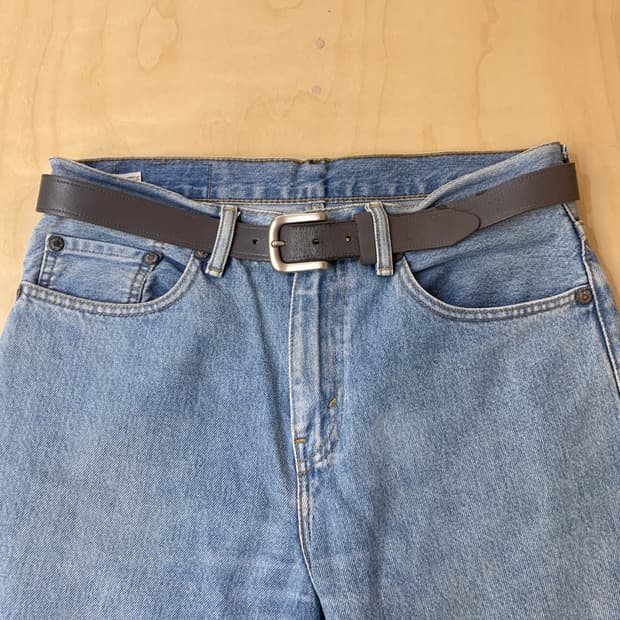 VTG gray leather belt 그레이 레더 벨트
