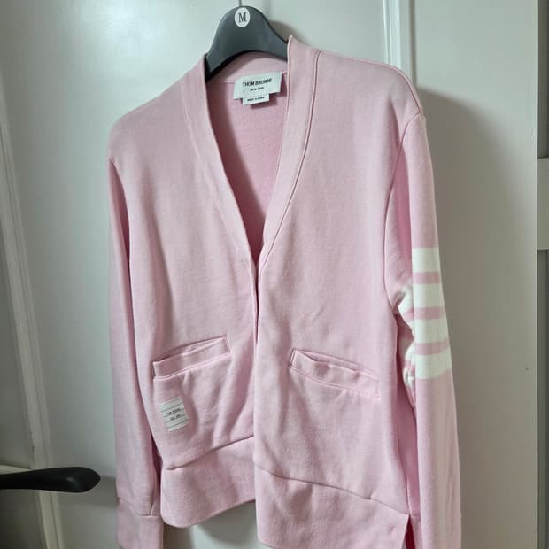 [Thom Browne] 톰브라운 면소재 핑크 가디건 M사이즈