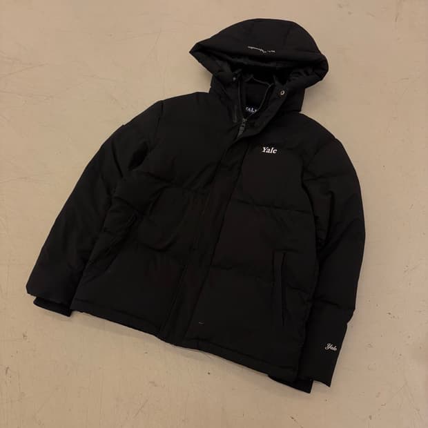 예일 스몰로고 블랙 후드 패딩
