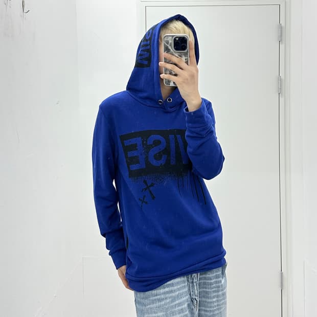 Saucy Cool punk cross lettering hoodie