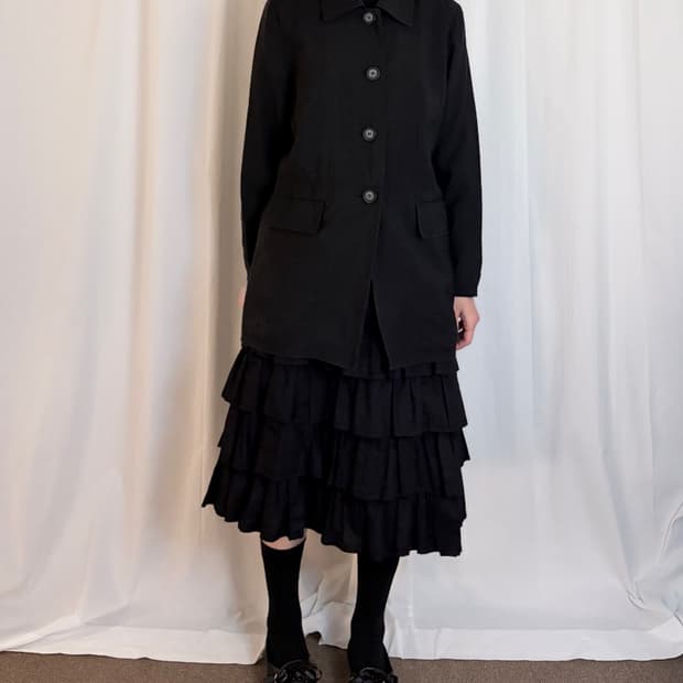 Four Button Half Jacket - Black