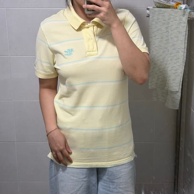 대대장) 타미 힐피거 레몬 민트🍋👗 스트라이프 pk 티셔츠 레몬코어
