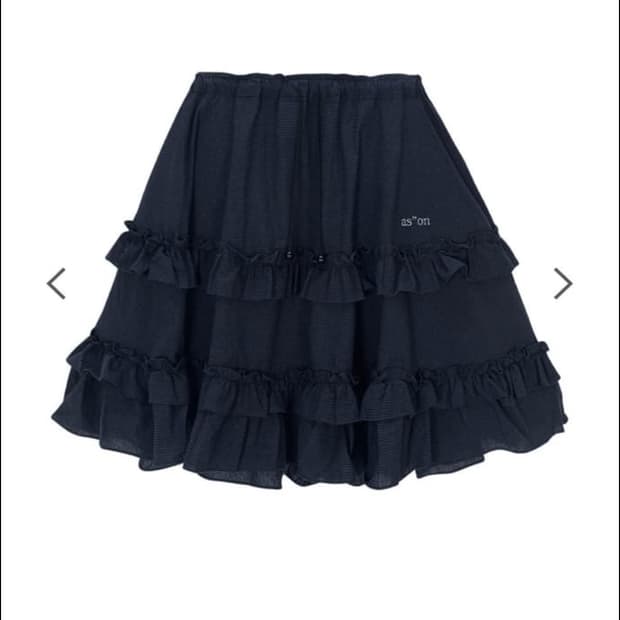 애즈온 체크 캉캉 미디 스커트 네이비