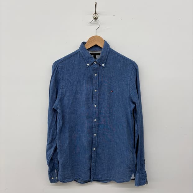 타미힐피거 블루 린넨 셔츠 남성 S