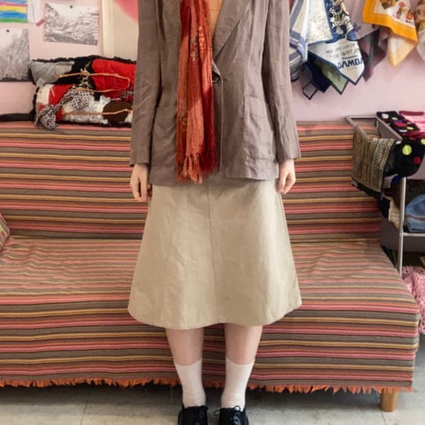 빈티지 린넨 스티치 자켓