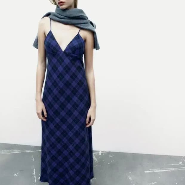 자라 체크 플란넬 원피스 xs 사이즈