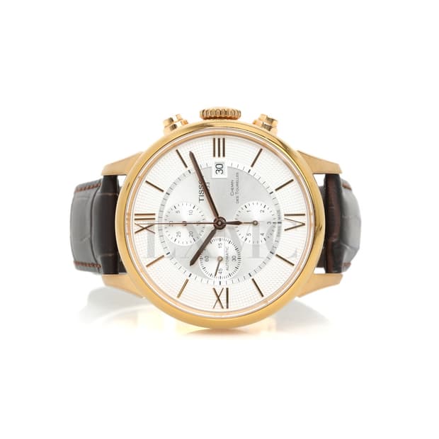 티쏘 슈망 데 뚜렐 크로노그래프 금장 워치 가죽시계 T099427A