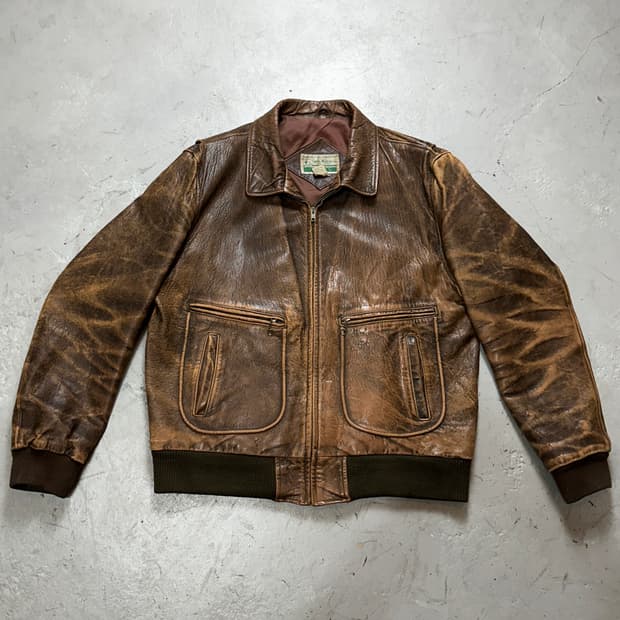 90's 빈티지 레더 봄버 자켓 빈티지 A2 디스 레더 자켓