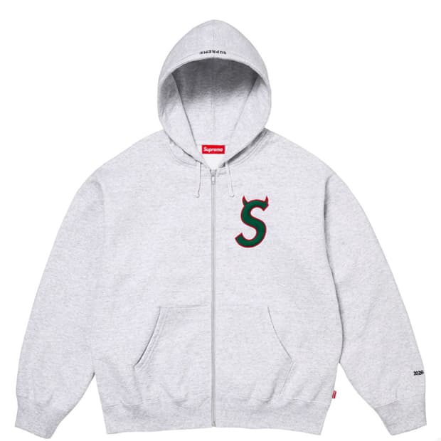 슈프림 데빌 s 로고 후드집업 그레이