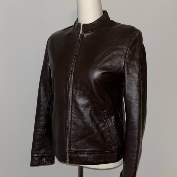 leather sheepskin brown jacket