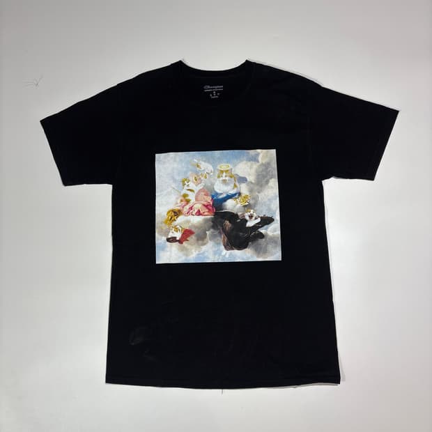 챔피온 고양이 그래픽 티셔츠 블랙