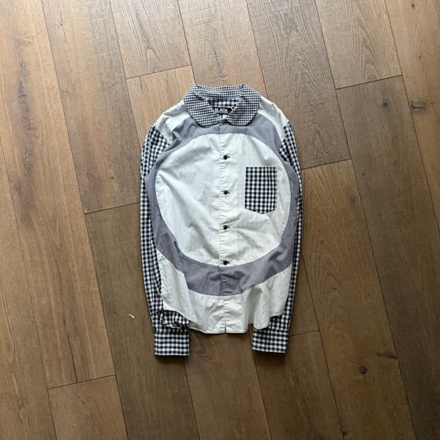 Circle Patchwork Gingham Check Blouse