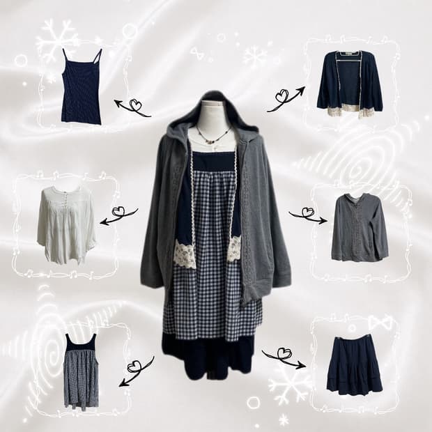 네이비 모리걸 코디세트