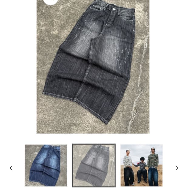 Slub Distressed Baggy Denim 블랙