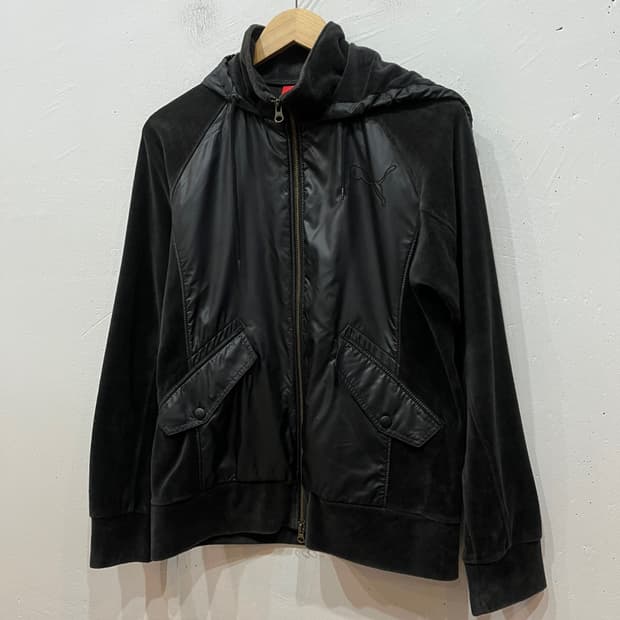 PUMA 퓨마 재팬 벨벳 트리밍 후드집업 블랙 M