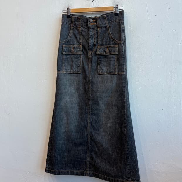 LA VIA DEL 포켓 데님 롱스커트
