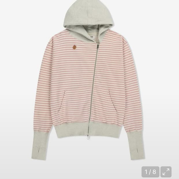 [구해요] 더뮤지엄비지터 언밸런스 스트라이프 후드집업