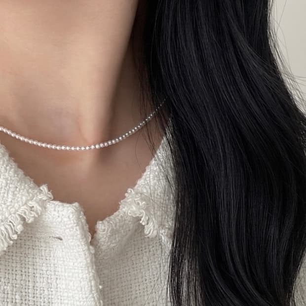 천연 담수 진주 2.8mm 실버스틸 쁘띠 진주 목걸이