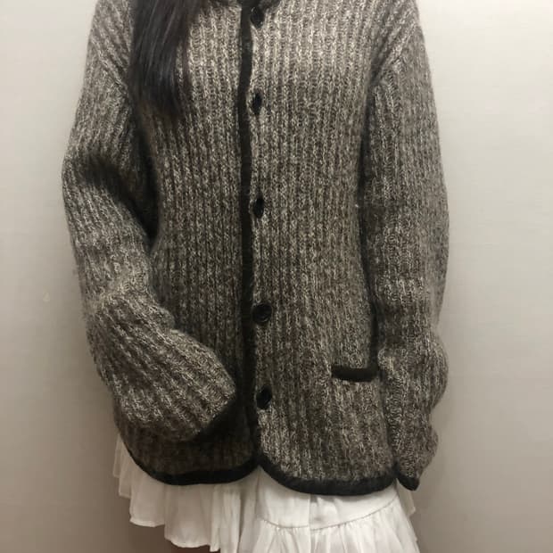 빈티지 그레이 울 니트집업
