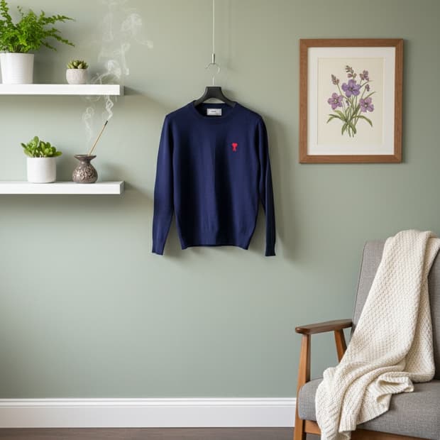 아미 네이비 하트 로고 스웨터