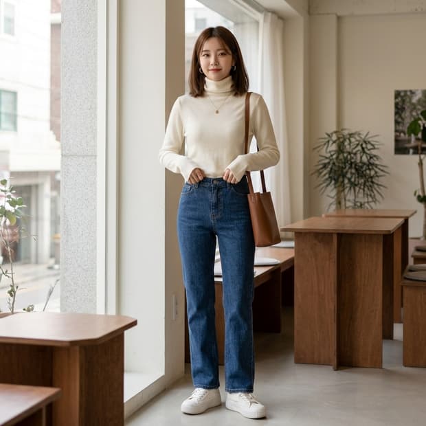 Nilby P[닐바이피] 소매 트임 터틀넥 니트