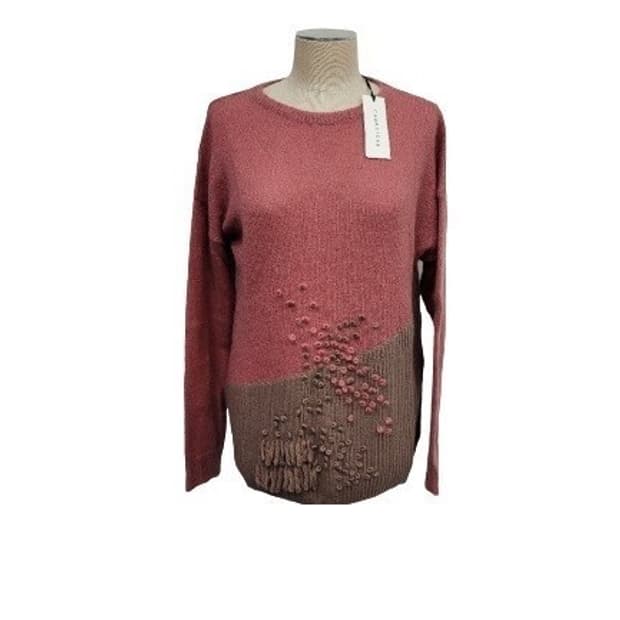 이태리 CARACTERE 까라떼레 투톤 포인트장식 니트 M 새상품
