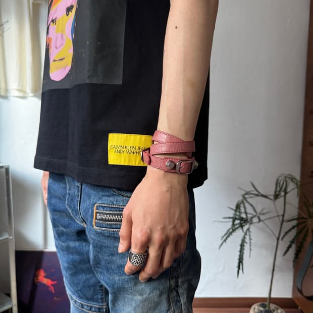 발렌시아가 모터 레더 브레이슬릿