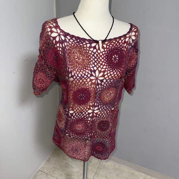 히피 오리엔탈 크로쉐 니트 