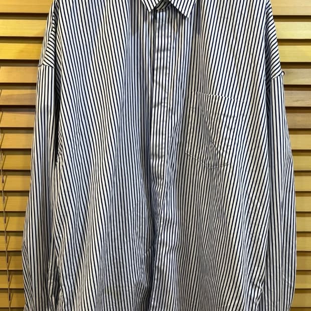 준지 JUUN.J 네이비 스트라이프 코튼긴팔셔츠

