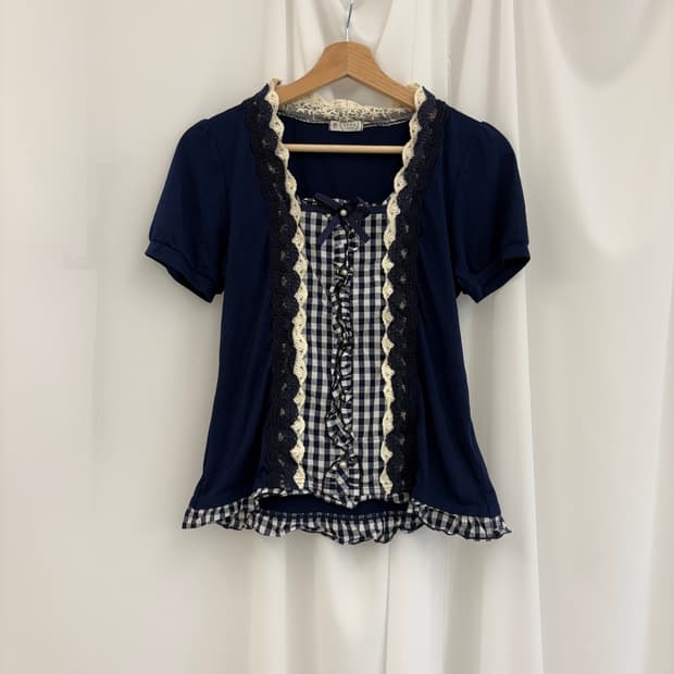 axes femme navy cotton blouse