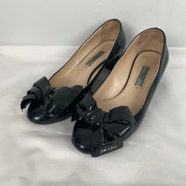 PRADA 프라다 페이던트 리본 펌프스 플랫 구두 36