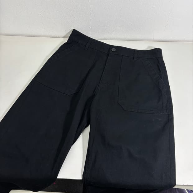 L 유니폼브릿지 블랙 레귤러핏 코튼 퍼티그팬츠