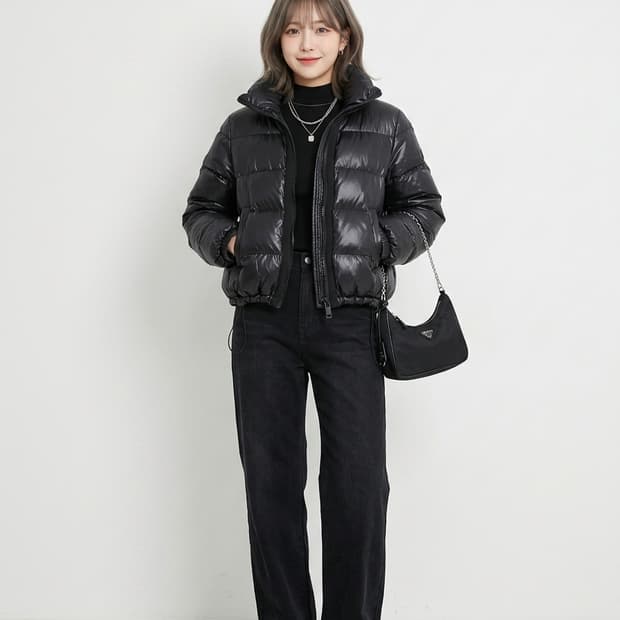 칼라거펠트 파리스 글로시 구스다운 숏패딩