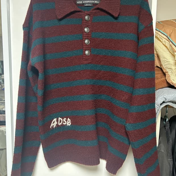 앤더슨벨 스트라이프 폴로 스웨터 XL