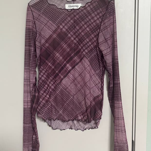 경 gyeong 체크 메쉬 탑 핑크 체크/ 구매가 89,000