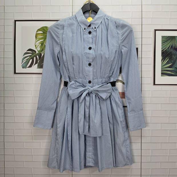 오즈세컨 스트라이프 벨트 긴팔 셔츠 원피스 66사이즈 (미착용)