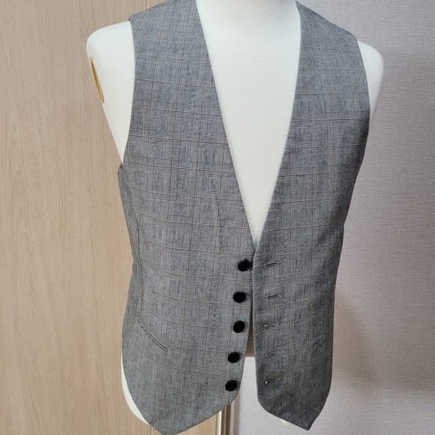 스파오포맨 SPAO for men 5버튼 체크 베스트 100 그레이