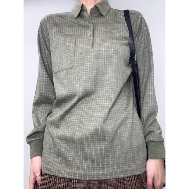 빈티지 닥스 올리브 카키 폴로셔츠