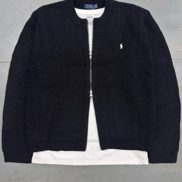 폴로 니트 집업 가디건 L