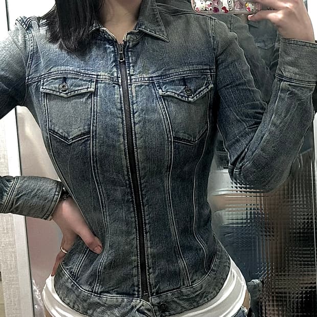 디젤 투포켓 데님 라이더스 자켓