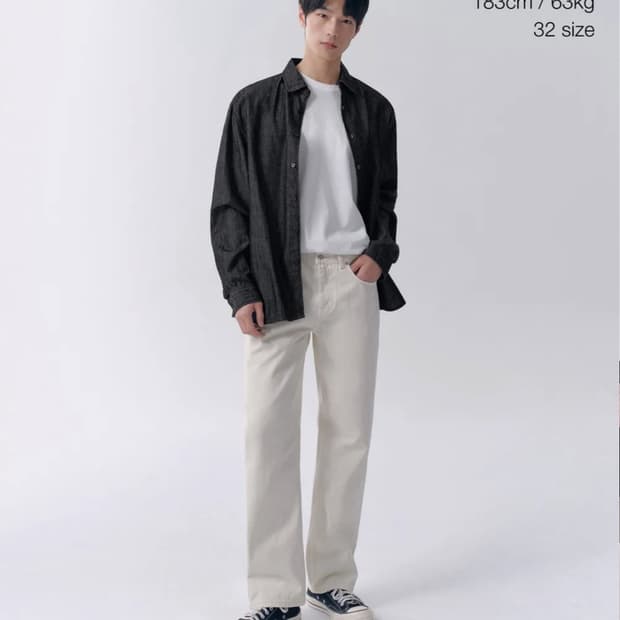 [32] 무신사 스탠다드 스트레이트 데님팬츠 크림진 청바지 면바지 치노