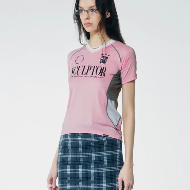 스컬프터 sports jersey tee pink 1사이즈
