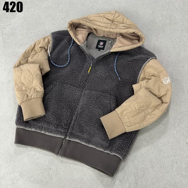 NFL 팀 어패럴 후리스 퀄팅 후드 집업 