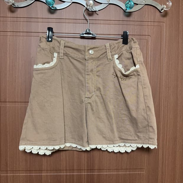 모리걸 하구미 라떼갸루 폼포넷 일본 빈티지 레이스 브라운 반바지 팬츠