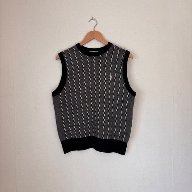 블랙앤화이트 골프 여성 L 니트 베스트 조끼 일본 수입 정품 