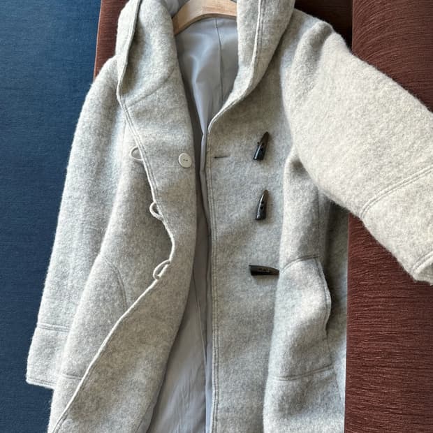 Smudge felted wool hooded duffle coat
