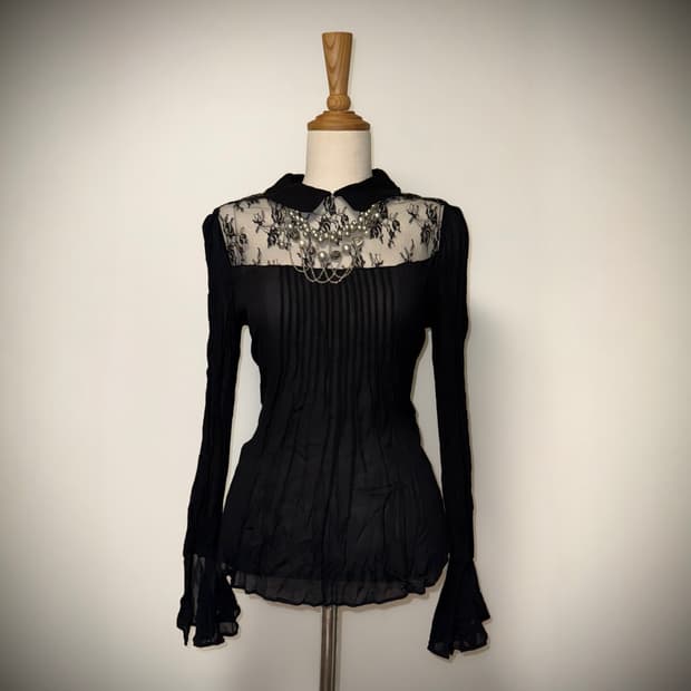 시스루 레이스 고스블라우스