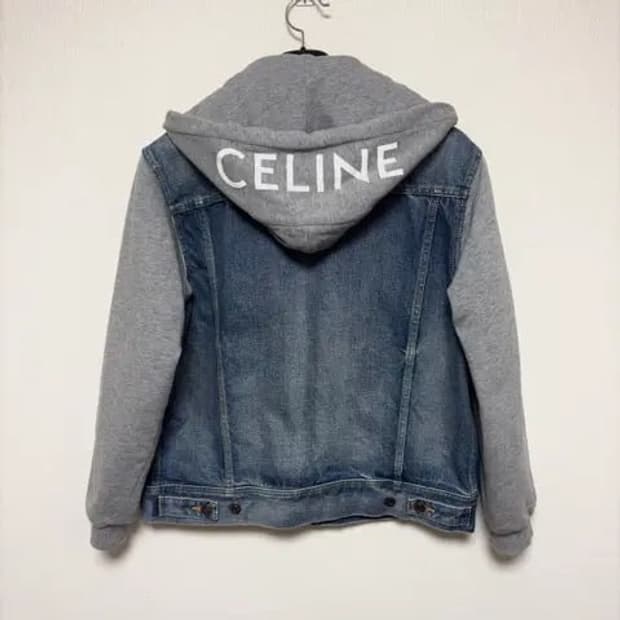 [S] 셀린느 백로고 후드 워싱 데님 자켓